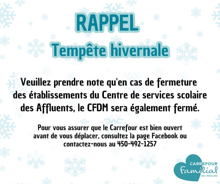 Rappel en cas de tempête hivernale